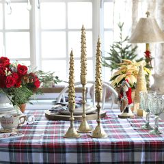 Gold Tree Shaped Taper Candle Set of 2