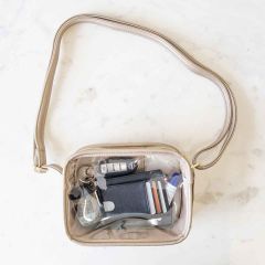 Gold Trim Clear Crossbody Purse