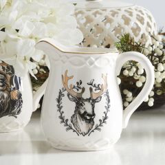 Gold Trim Deer Head Pitcher Vase
