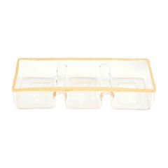 Gold Trim Glass Triple Dip Dish