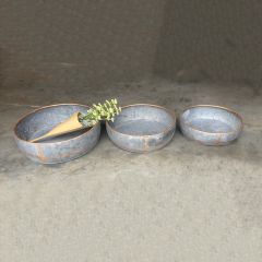 Gold Trim Metal Bowl Set of 3