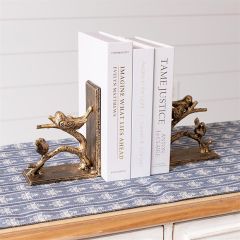 Golden Birds on Branch Bookend Set