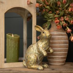 Golden Bunny Figurine 9.25 Inch