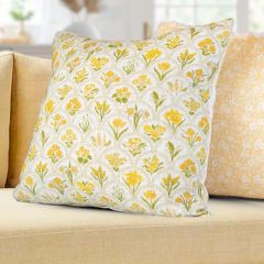Golden Garden Floral Pillow Cover
