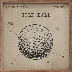 Golf Ball Patent Brown Framed Wall Decor