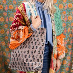Gorgeous Gray Block Print Velvet Tote