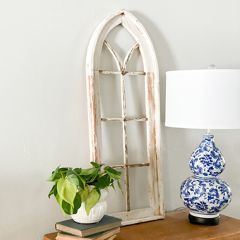 Gothic Whitewashed Windowpane Wall Panel