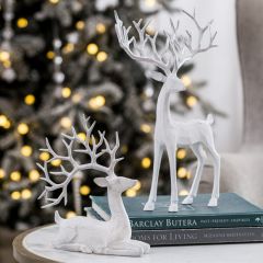 Graceful Deer Figure With Branch Antlers Set of 2