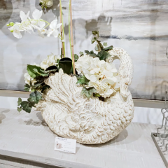 Graceful Metal Swan Statue