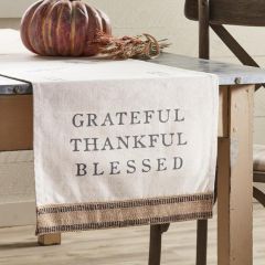 Grateful Thankful Blessed Canvas Table Runner