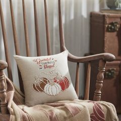 Grateful Thankful Blessed Embroidered Accent Pillow