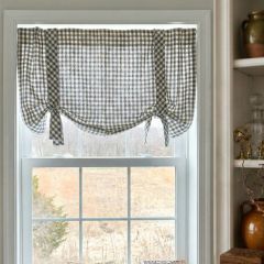 Gray Gingham Check Roman Window Valance