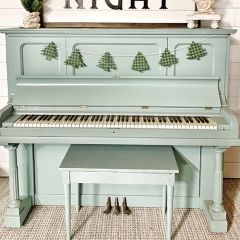 Green And Black Gingham Christmas Tree Wood Banner