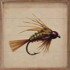 Green and Gold Fishing Fly Framed Wall Art