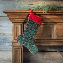 Green And Red Velvet Christmas Stocking