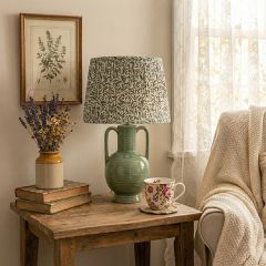 Green Ceramic Jug Lamp with Printed Shade