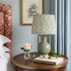 Green Ceramic Jug Lamp with Printed Shade