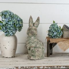Green Distressed Bunny Garden Statue 16.75 Inch