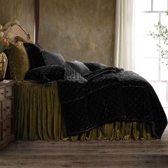 Green Faux Velvet Bedspread Set