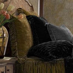 Green Faux Velvet Ruffled Euro Sham