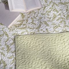 Green Floral Quilted Throw Blanket