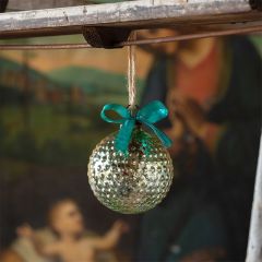 Green Glass Hobnail Christmas Ornament