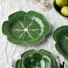 Green Glazed Garden Cabbage Round Platter