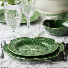 Green Glazed Garden Cabbage Salad Plate Set of 4