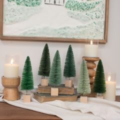 Green Hues 9 Inch Bottlebrush Tree Boxed Set of 6