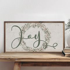 Green Joy Wreath Whitewash Wall Art