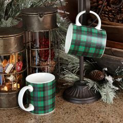 Green Tartan Plaid Coffee Mug Set of 4