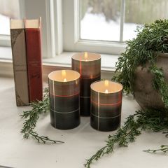 Green Tartan Plaid Flameless Candle