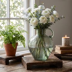 Green Tinted Bubble Glass Pitcher