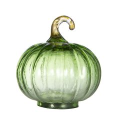 Green Tinted Glass Pumpkin 5 Inch