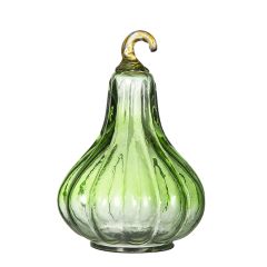 Green Tinted Glass Pumpkin 7 Inch