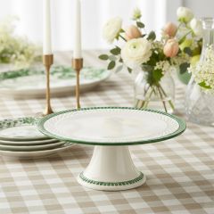 Green Trim Embossed Ceramic Cake Stand