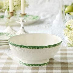 Green Trim Embossed Ceramic Deep Bowl