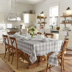 Grey and White Buffalo Check Farmhouse Tablecloth