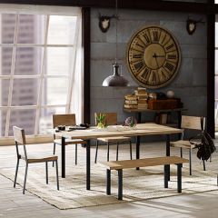 Grey Finish Wood and Metal Dining Chair Set of 2