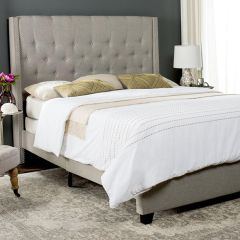 Grey Linen Upholstered Bed