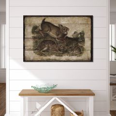 Grey Rabbit Family Canvas Wall Art