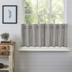 Grey Ticking Stripe Tier Curtain Set of 2