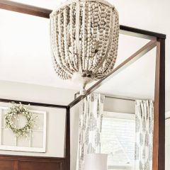 Greywash Wood Bead Chandelier