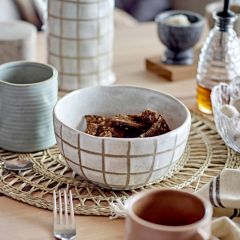 Grid Pattern Stoneware Bowl