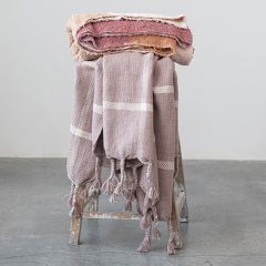 Grid Pattern Tasseled Slub Blanket