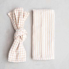 Grids and Stripes Cotton Tea Towel Set of 2