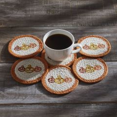 Grinning Jack O Lanterns Braided Coaster Set of 6