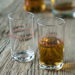 Half Full Half Empty Drinking Glass