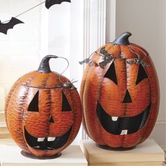 Halloween Funny Face Jack O Lanterns Set of 2