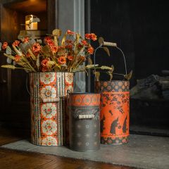Halloween Harvest Decorative Metal Buckets Set of 3